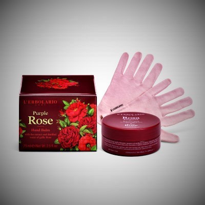L`Erbolario Purpur Rose Handpackung mit Baumwollhandschuh 75 ml