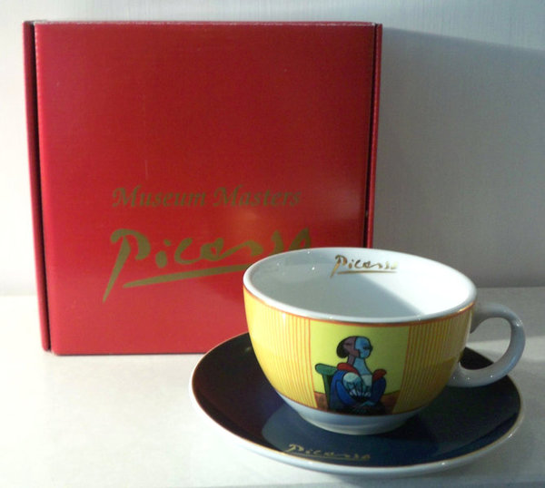 Picasso Milchkaffee-Tasse mit Unterteller