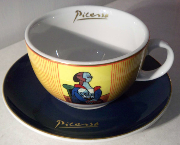 Picasso Milchkaffee-Tasse mit Unterteller